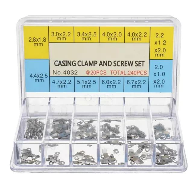 240x Watch Case Clamps Tab & Screws Movement Casing Repair Fix Kit Parts ETA New