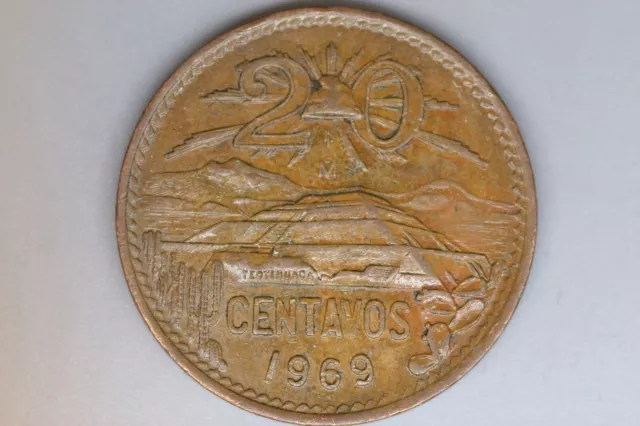 1969 - Mexico - 20 Centavo Coin - EF