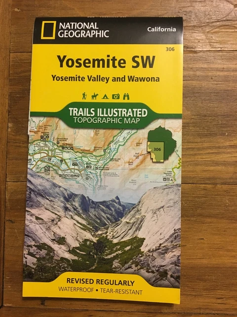 National Geographic Topo Map Yosemite Valley Wawona Park SW #306 California CA