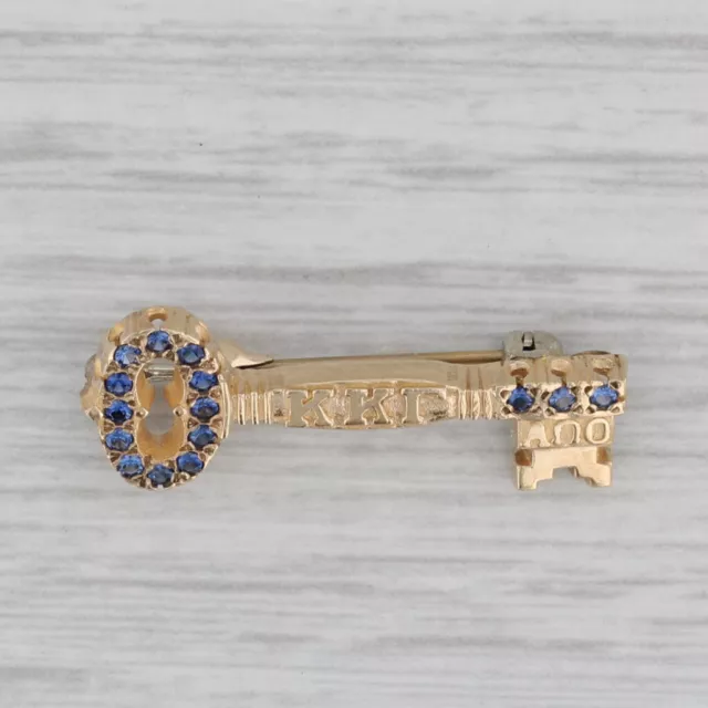 Kappa Kappa Gamma Sorority Key Badge Lab Created Sapphire 10k Gold Pin