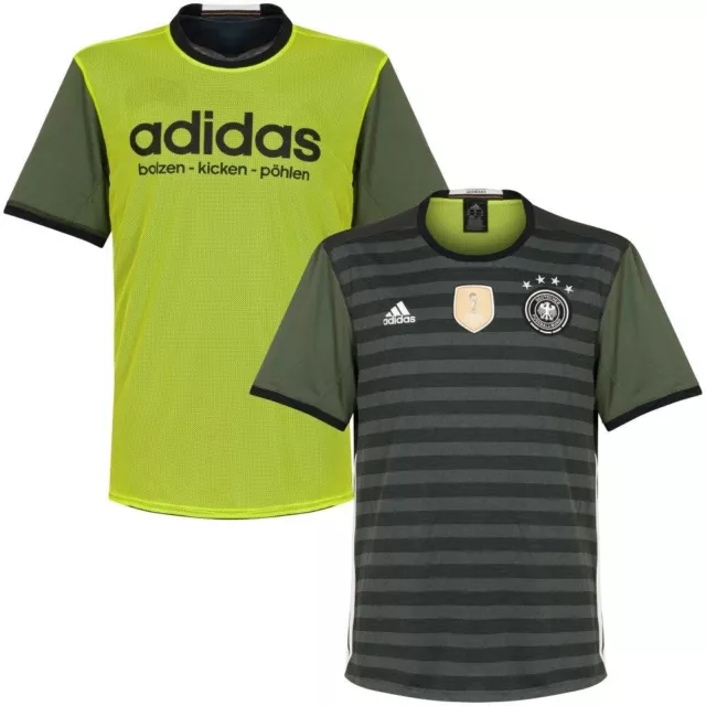 Rare adidas Allemagne National Football Jersey Soyeux Vert Deutscher S