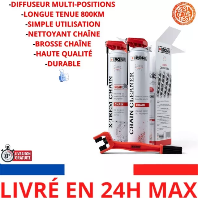 IPONE – Pack Entretien Chaine Moto Route – Road Chain Care – CHAIN CLEANER 750 M