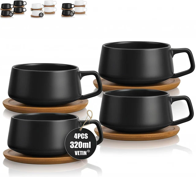 Set De 6 Tasses Cappuccino Imprimées Main - Porcelaine Vintage Nicola Spring