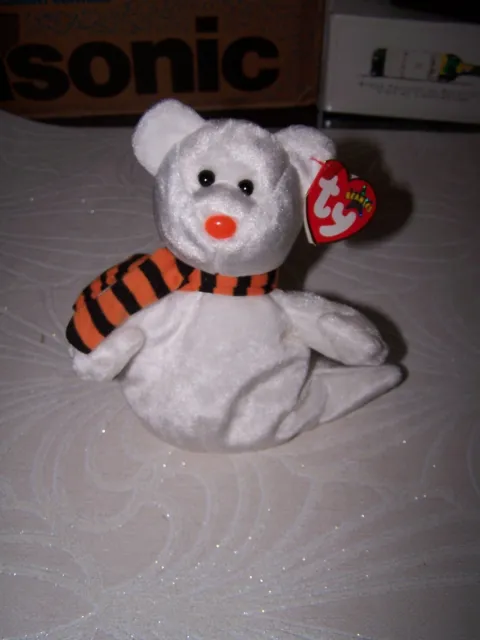 Halloween TY Beanie Baby Quivers the Ghost Bear Retired with Tags 21 Oct 2002