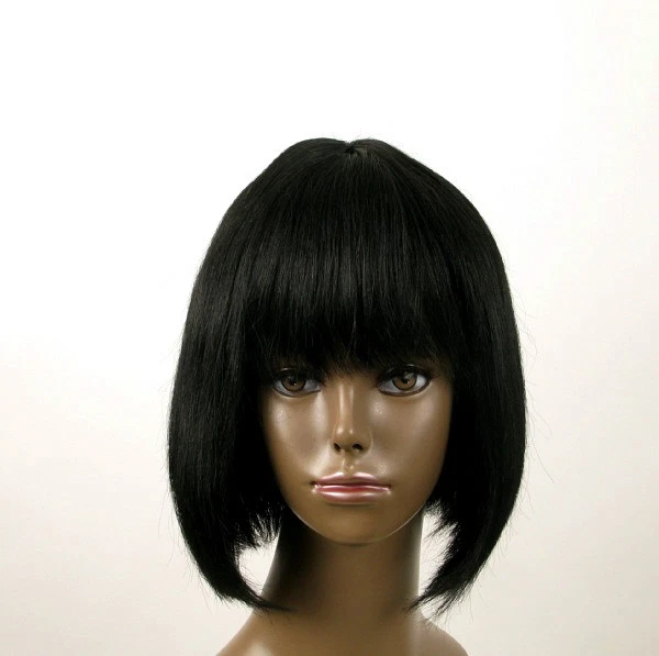 Perruque Afro Courte 100% Cheveux Naturels Noir - Bonnet Moyen Raie Libre - Style Naturel