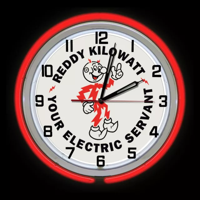 Reddy Kilowatt Electric Servant 19" Double Red Neon Clock Man Cave Garage