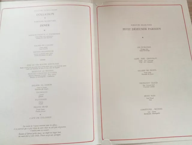 Menu Air France Ancien Mexico Paris 3