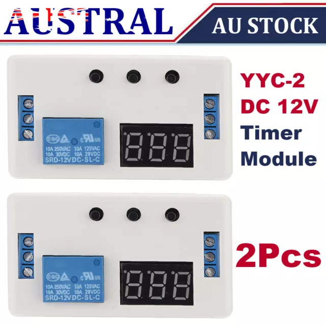 2Pcs DC 12V LED Automation Delay Timer Control Switch Relay Module + Case YYC-2