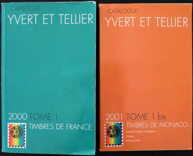 YTX002 - LOTS DE 2 CATALOGUES DE TIMBRES Yvert&Tellier Tome 1 et 1 bis  occasion