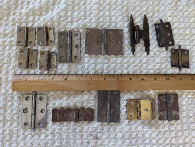 Vtg/Antique  Hinges, Lid Hinges, Offset, 50's style , Colonial, Lot of 14 Pieces