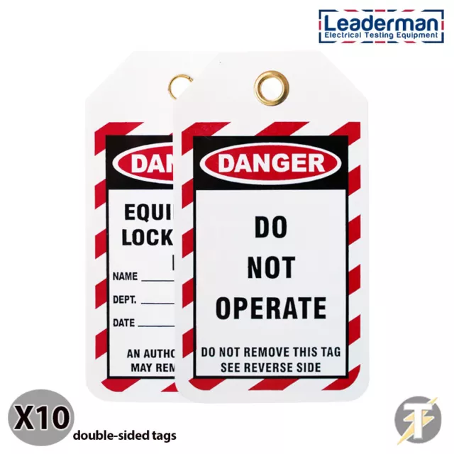 Leaderman Confezione 10 Blocco Degli / Spento Pericolo Sicurezza Etichette Non