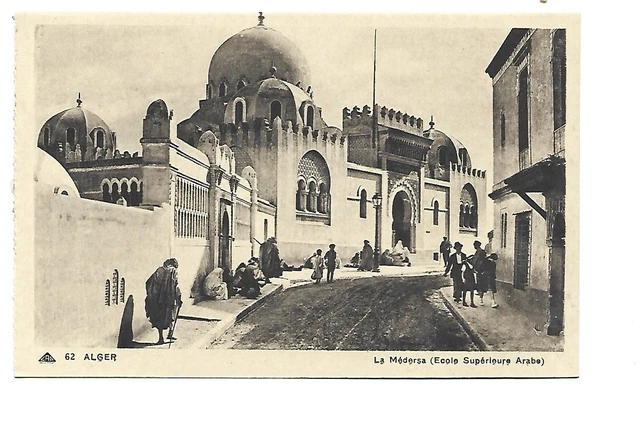 Photo Ancienne D'Alger - La Médersa, Personnages Animés, 12x17cm (argentique)