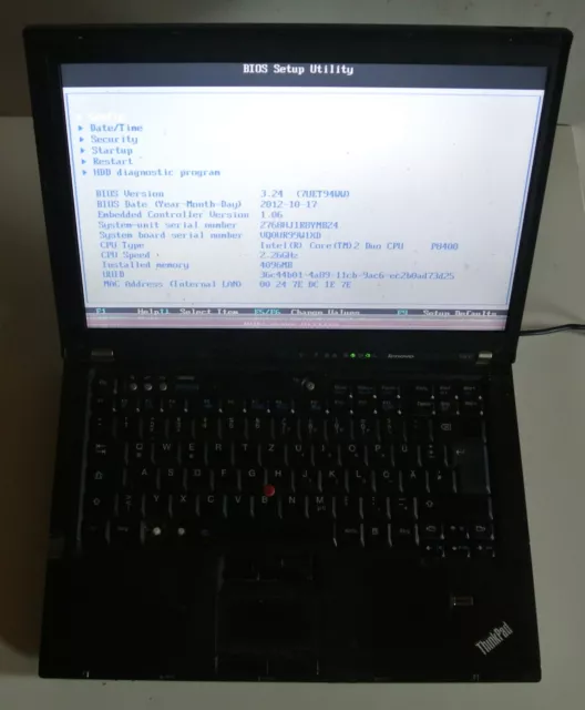 Notebook Lenovo ThinkPad T400 4GB RAM