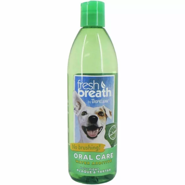 TropiClean Fresh Breath Dental Health Solution for Dogs Additive for Water 473ml