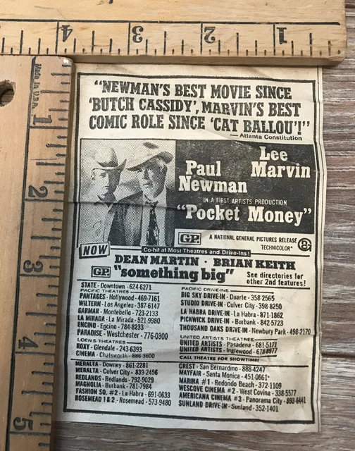 NEWSPAPER CLIPPING “POCKET MONEY” Movie 1972 Paul Newman & Lee Marvin