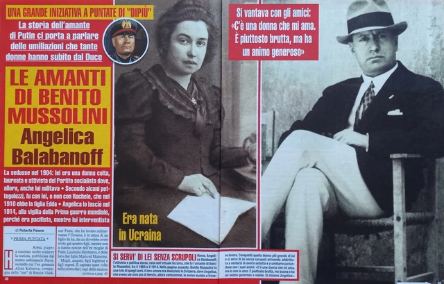 Italian Clipping Ritaglio 2022 ANGELICA BALABANOFF amante Mussolini 4 PAGINE