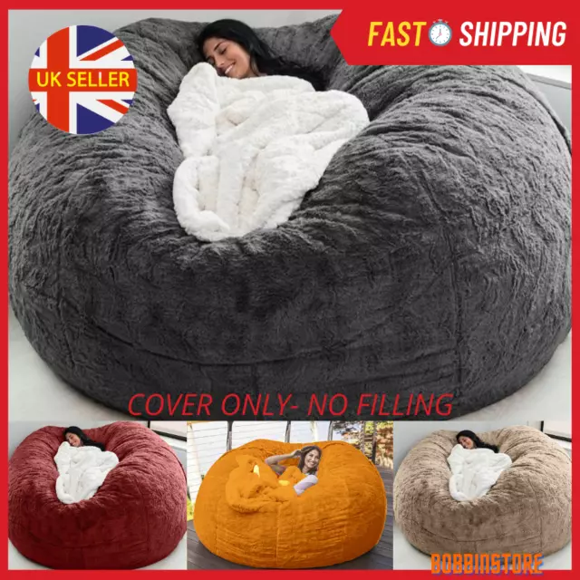 Microsuede 7ft Foam Giant Bean Bag Memory Living Room Chair Lazy Sofa Cover New