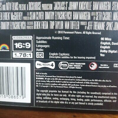 Jackass 3 UNCUT DVD R4 Johnny Knoxville, Bam Margera, Ryan Dunn, Steve-O 3