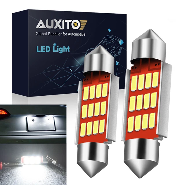 2x White 36MM C5W DE3423 Festoon LED Interior License Plate Dome Map Light Bulbs