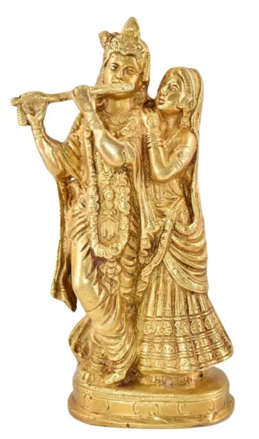 Whitewhale Brass Lord Radha Krishna Loving Pose Statue Sculpture Home Decor