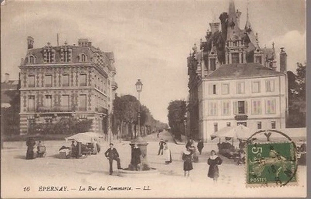 Cpa 51 Epernay. La Rue Du Commerce. Ll. N°16. Tres Animee..1918.  .Tbe *