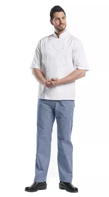 Chaud Devant Chef Jacket "Classic" Press Button Short Sleeve White S 34.5" - 36"