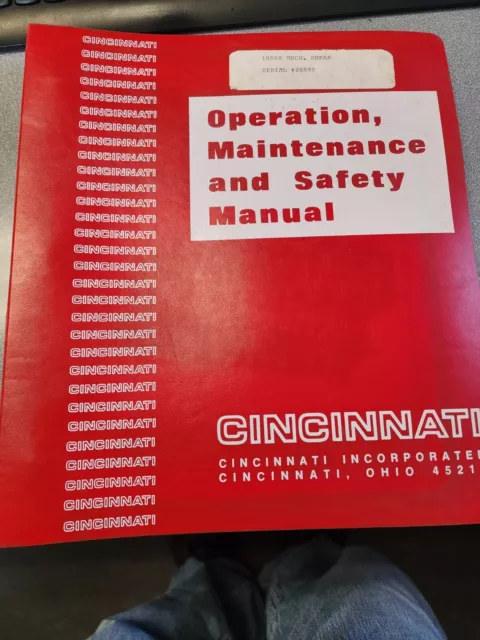 Cincinnati Shears Operation, Safety & Maintenance Manual. Mechanical shear 10008