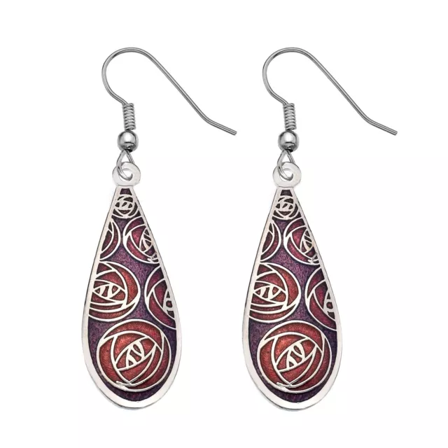 Mackintosh Roses Teardrop Earrings Drop Silver Plated Branded Packaging