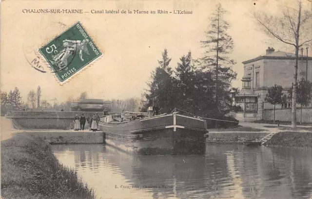 CPA 51 CHALONS ON MARNE SIDE CHANNEL FROM MARNE TO RHIN L'ECLUSE (cpa not neck
