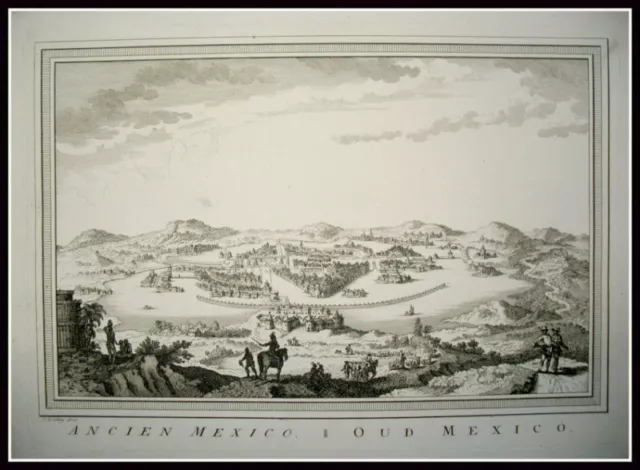 c1750 Mexico City Mexiko Kupferstich-Ansicht von J. V. Schley Ancien Mexico