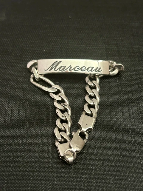 Bracelet Vintage En Argent Massif à Mailles Figaro - Années 1970-1990, Occasion, Pureté 850/1000