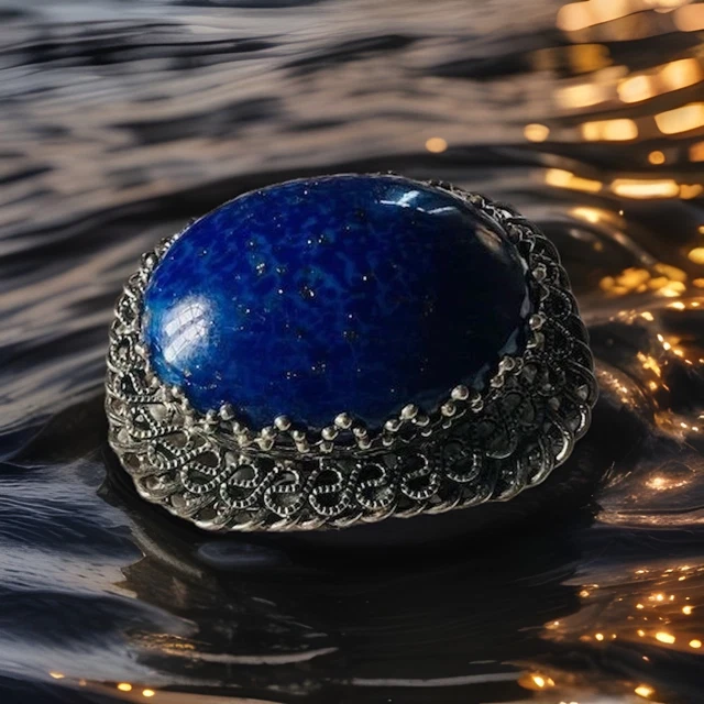 Broche Pique à Chapeau Art Nouveau - Colombes, Main, Strass Bleu, Métal Argenté, Occasion Bon état