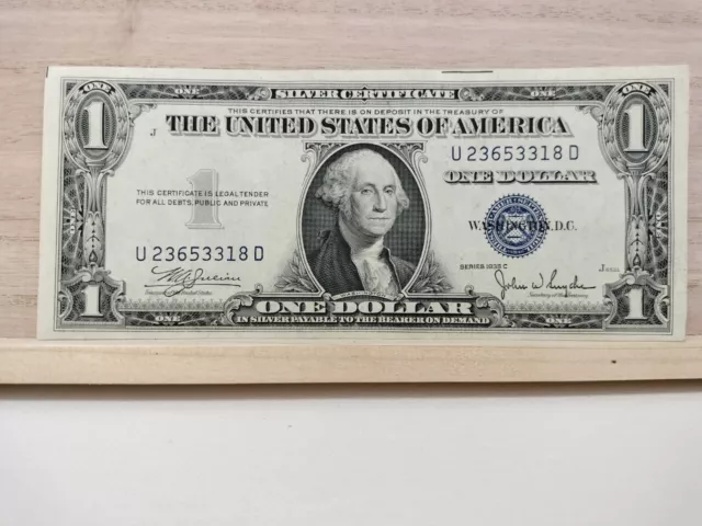 1935 C $1 US Silver Certificate Blue Seal Note Serial # U23653318D