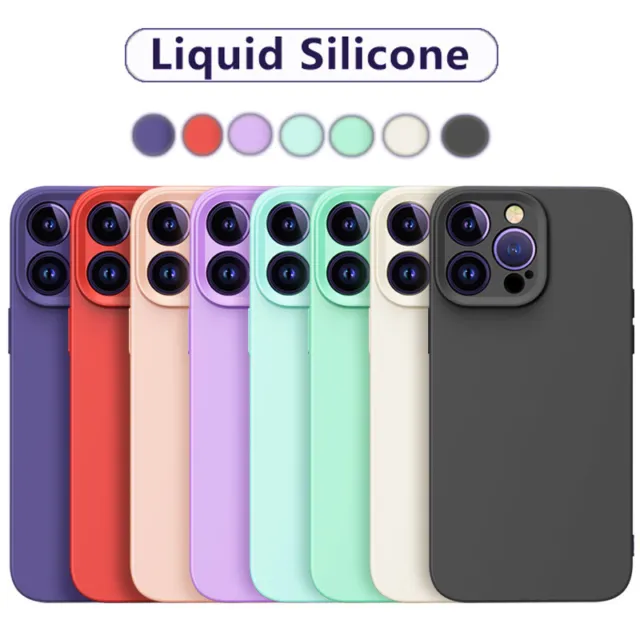 For Apple iPhone 14 13 12 Pro Max 11 Liquid Silicone Soft Skin Feel Case Cover