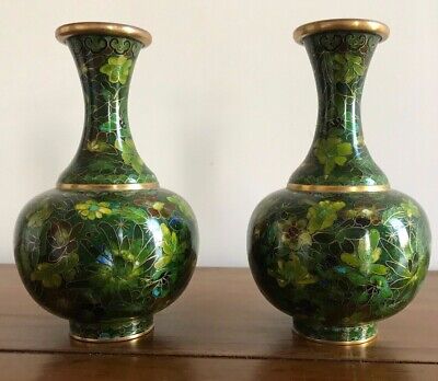 A Fantastic Pair Of Antique Decorative Floral Chinese Cloisonne Vases