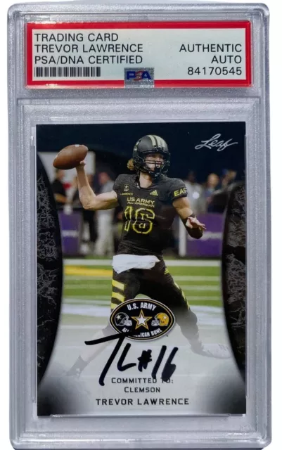 Trevor Lawrence Signed 2018 Leaf Army All American Rookie Card Auto Rc Psa/Dna