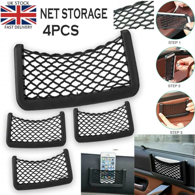 4X Universal Car Seat Back Storage Elastic Mesh Net Bag Luggage Holder Pocket UK