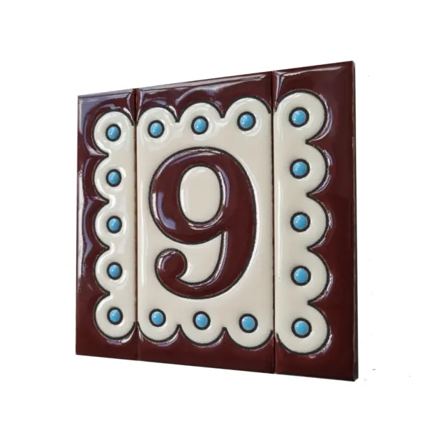 Soto M-8 Spanish Hand-painted Ceramic 11 x 5.5 cm or 2.16 x 4.33" Number Tiles