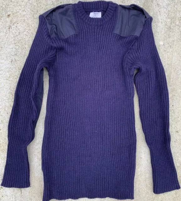 Dark Blue Round Neck Knitted Jumper Wool Mix Genuine British Army ROYAL NAVY 2