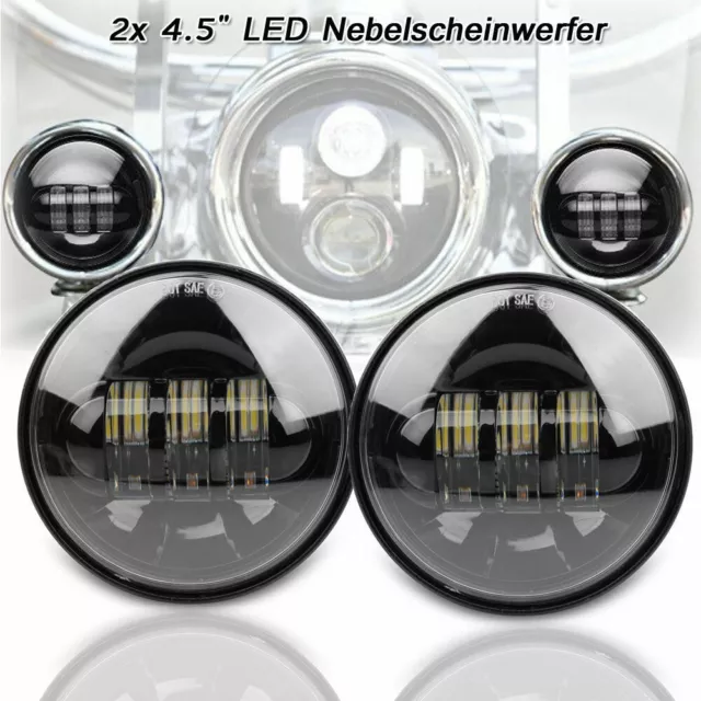 2x 4.5" LED Nebelscheinwerfer Zusatzscheinwerfer Tagfahrlicht für Harley 12V 24V