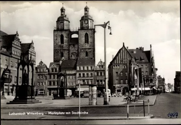 Ak Lutherstadt Wittenberg, Lutherdenkmal auf dem Markt, Stadtkirche - 2902518