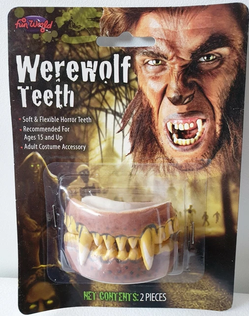 WEREWOLF TEETH FANCY Dress Costume Accessory HALLOWEEN Fake PVC Teeth £