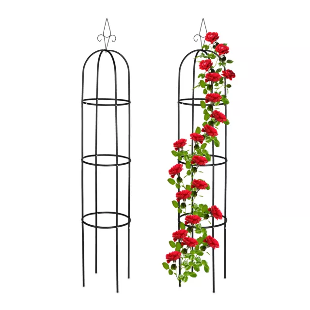 Rankhilfe 2er Set Obelisk Rankgerüst Kletterhilfe Rankturm 200 cm Rosenhilfe