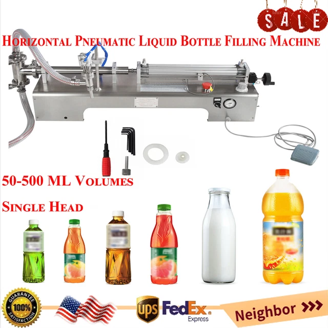 Volumes Single Head Horizontal Pneumatic Liquid Bottle Filling Machine 50-500ml