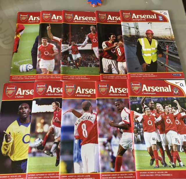 Arsenal FC Home Programmes 2004 / 05 Season (9 matches)