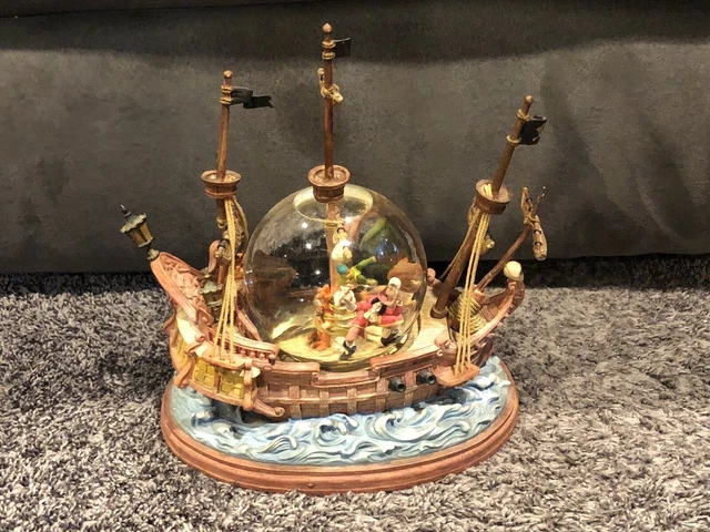 Disney Peter Pan You Can Fly Musical Snow Globe Captain Hook Pirate Ship