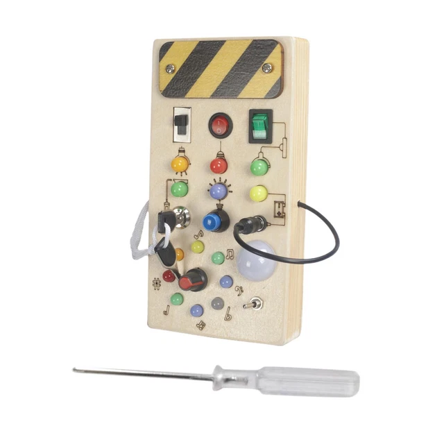 Lights Switch Busy Board Toys with Buttons Wooden Control Panel for Girls