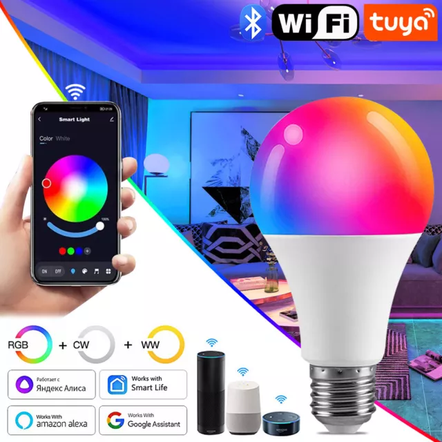 LED Smart Leuchtmittel WiFi Lampe dimmbar RGB CCT Birne E27 Alexa Google 15W 3