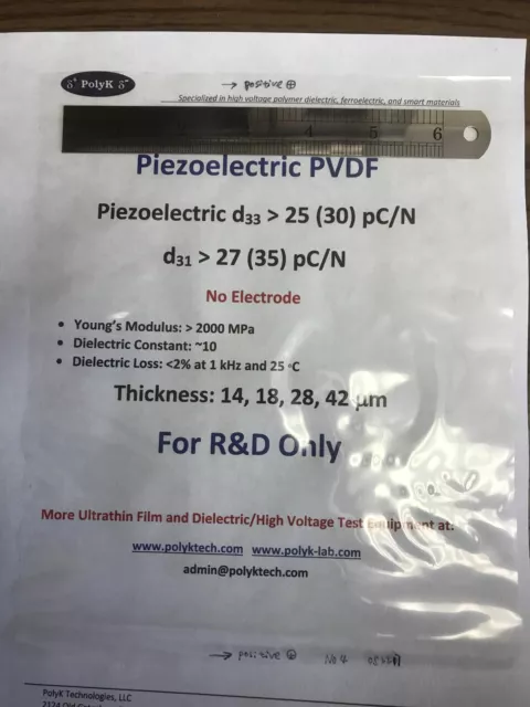 USA PVDF film piézoélectrique, 3 um à 1000 um