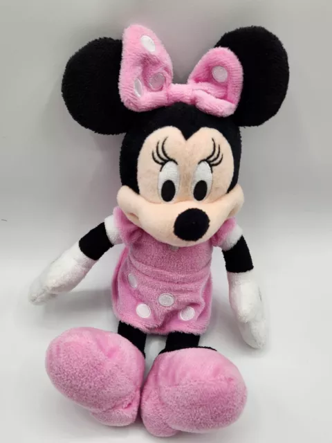 Disney Store Minnie Mouse Plush Pink Polka Dots 9" Stuffed Animal